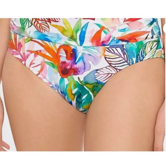 Ralph Lauren Print Hipster Floral Fold Over Watercolor Swim Bottoms 14 NWT - Picture 1 of 3
